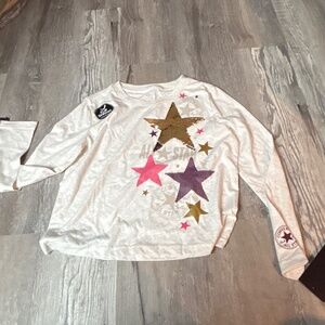 Converse Egret Heather Flip Sequins Long Sleeve Shirt Joggers Set